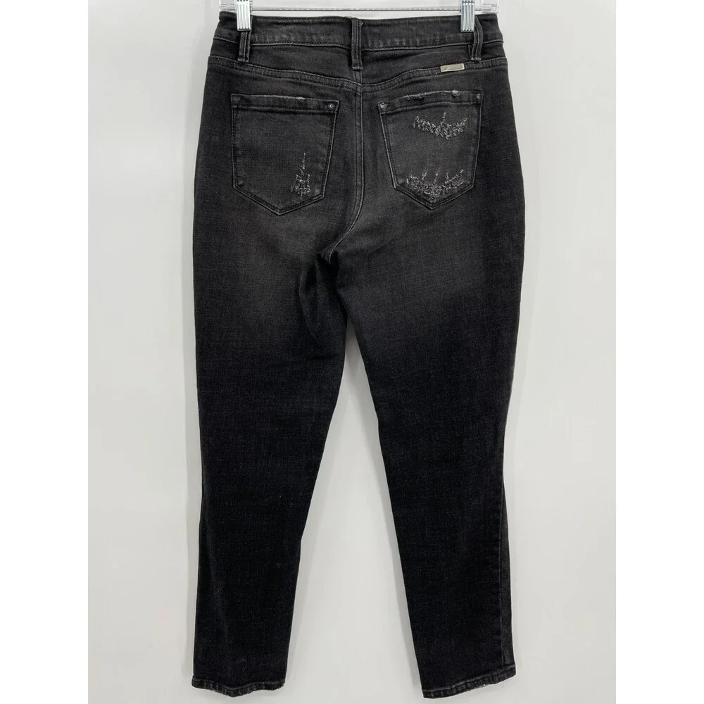 KANCAN Graphite Black High Rise Distressed Mom Jeans Size 26